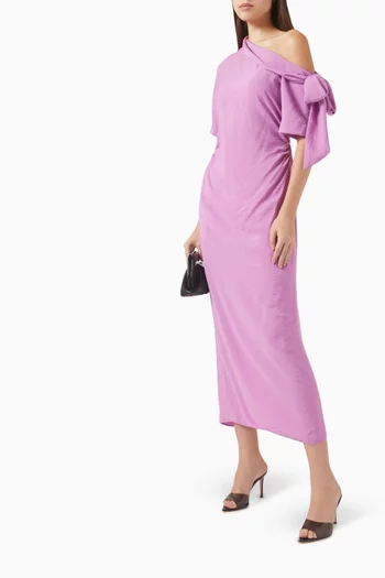 Bow Asymmetrical Midi Dress