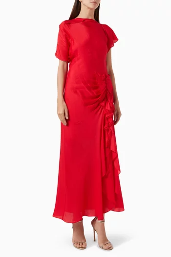 Ruched Midi Dress in Viscose