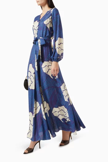 Floral Belted Maxi Dress in Muslin