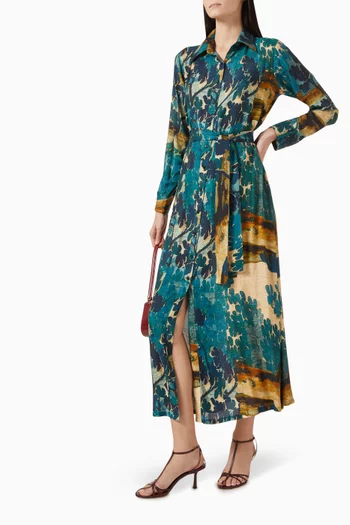 Floral Shirt Maxi Dress in Muslin