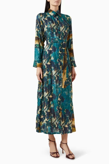 Floral Shirt Maxi Dress in Muslin