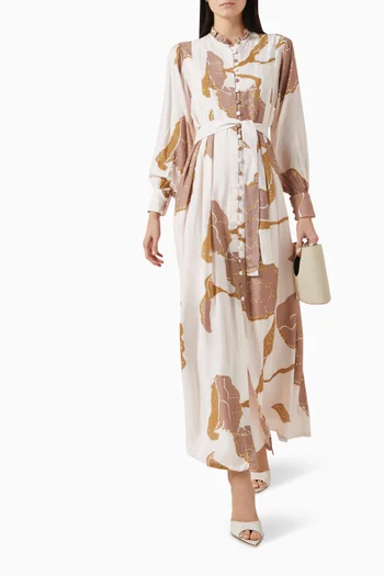 Floral Belted Maxi Dress in Muslin