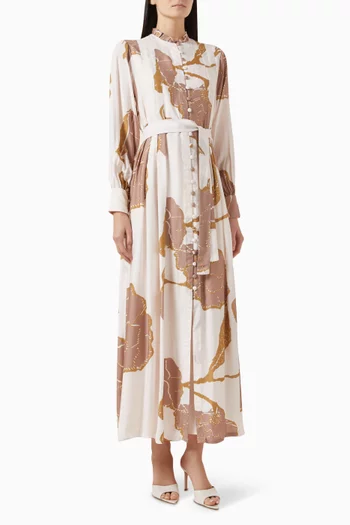 Floral Belted Maxi Dress in Muslin
