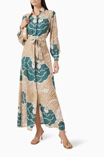 Floral Shirt Maxi Dress in Muslin
