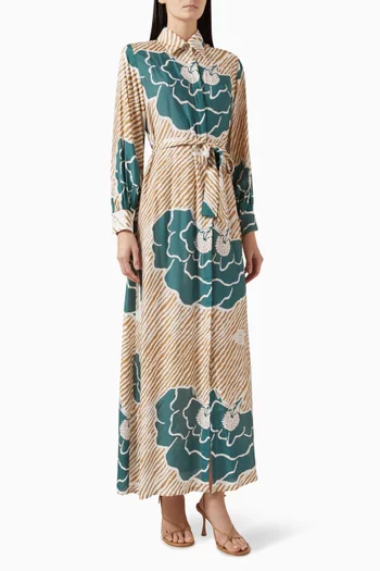 Floral Shirt Maxi Dress in Muslin
