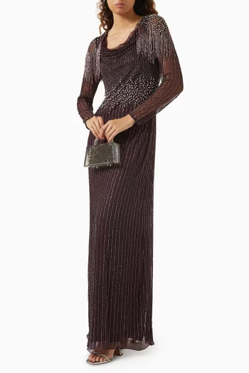 Beaded Square-neck Gown