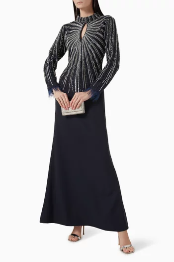 Embellished-bodice Keyhole Gown