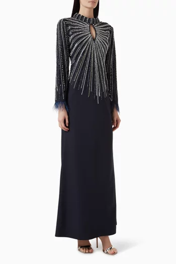 Embellished-bodice Keyhole Gown