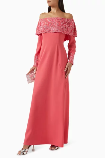 Off-shoulder Intricate Embellished Gown