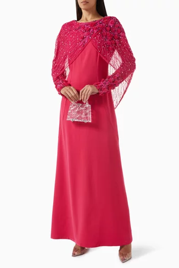 Embellished Floral-panel Gown