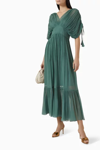Ruched Maxi Dress in Georgette