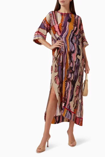 Printed Drape Dress in Crepe