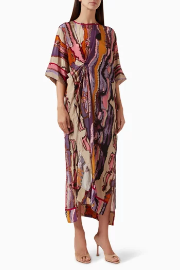 Printed Drape Dress in Crepe