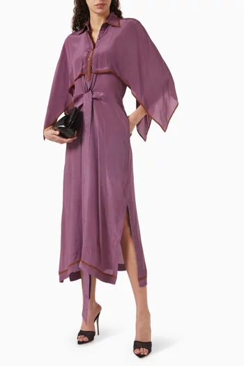 Boxy-fit Belted Cape Kaftan in Crepe