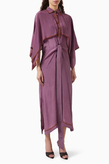 Boxy-fit Belted Cape Kaftan in Crepe