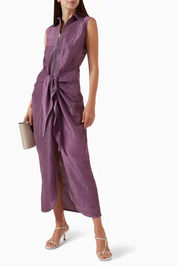 فستان بنمط قميص برباط في الأمام شاندري