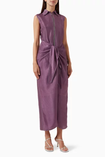 فستان بنمط قميص برباط في الأمام شاندري