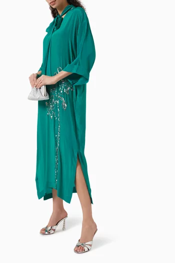 Hand-embroidered Kaftan in Crepe