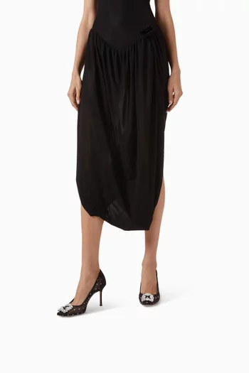 حذاء كلاسيك هانجيسي بنقشة منقطة وكعب 90 مم قماش شبكي وستان