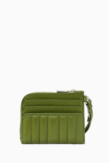 Deco Coin Card Case in Quilted Leather