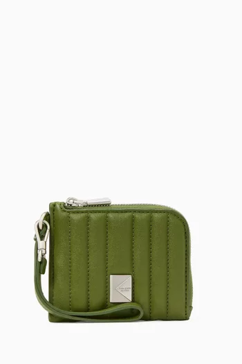 Deco Coin Card Case in Quilted Leather