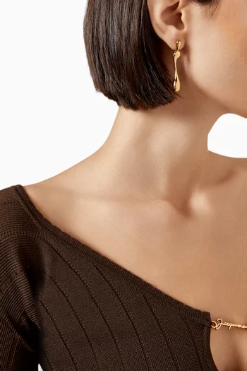 Molten Linear Earrings in Brass