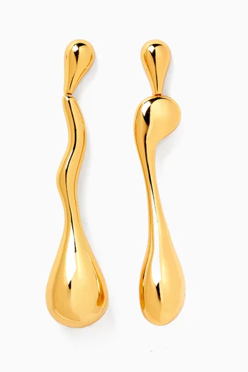 Molten Linear Earrings in Brass