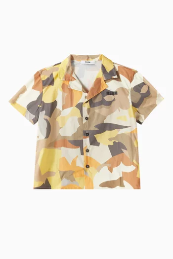 Printed Short-sleeve Shirt in Cotton-poplin
