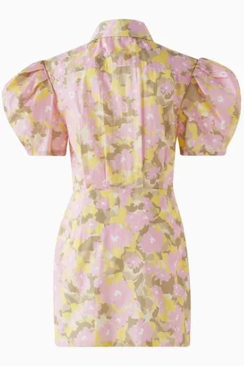 Floral-print Dress in Cotton Poplin