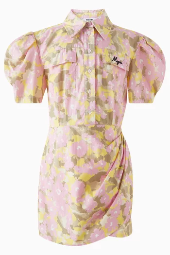 Floral-print Dress in Cotton Poplin