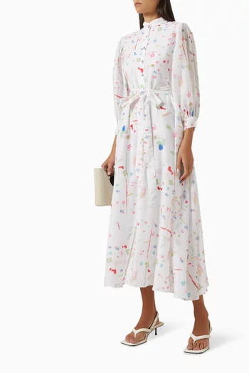 Cally Printed Belted Maxi Dress
