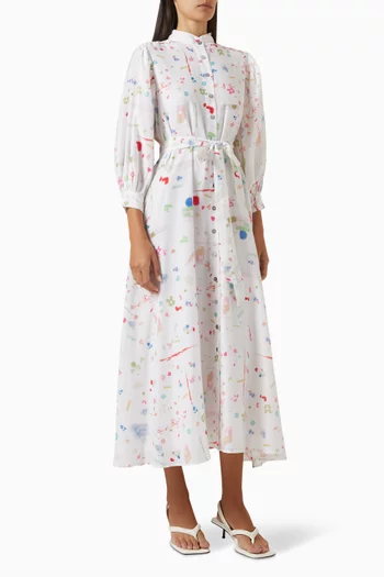 Cally Printed Belted Maxi Dress