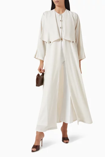 Roundneck Jacket Flap Abaya in Georgette