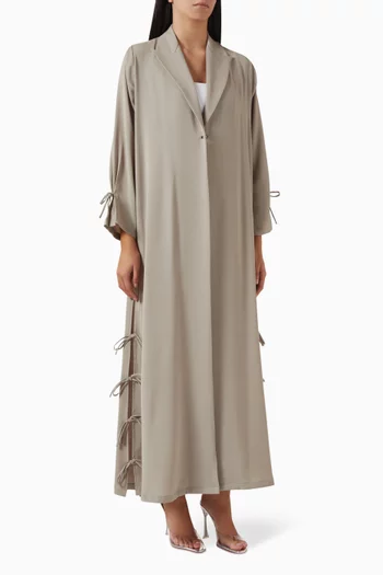 Peak Lapel Tie-ropes Abaya in Georgette