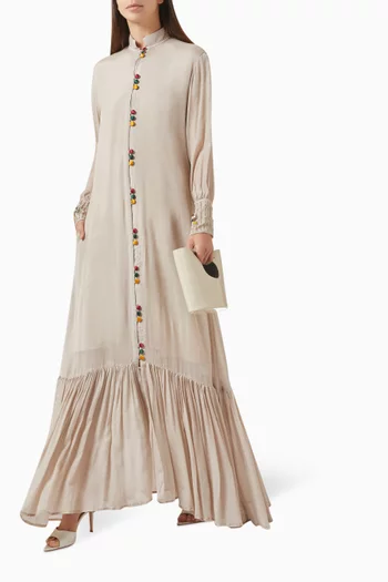 فستان كارميلا طويل بأزرار