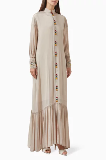 فستان كارميلا طويل بأزرار