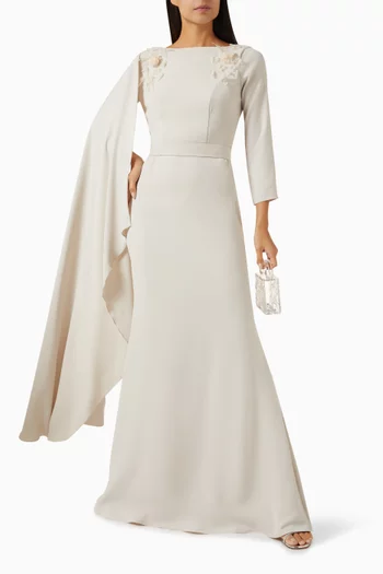 Floral-appliqué Maxi Dress