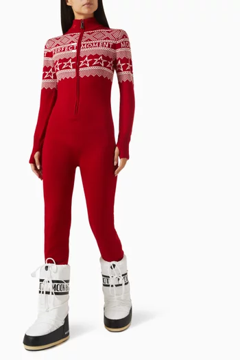 Star Intarsia-Knit Jumpsuit in Merino Wool