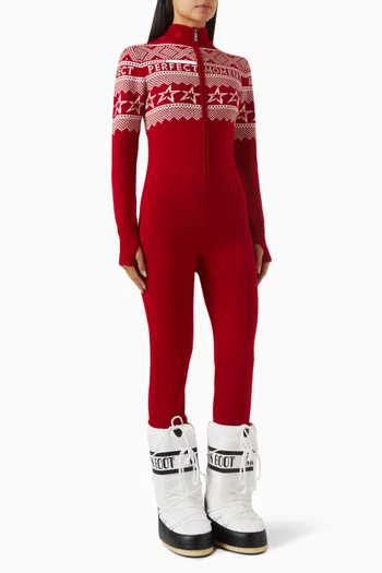 Star Intarsia-Knit Jumpsuit in Merino Wool