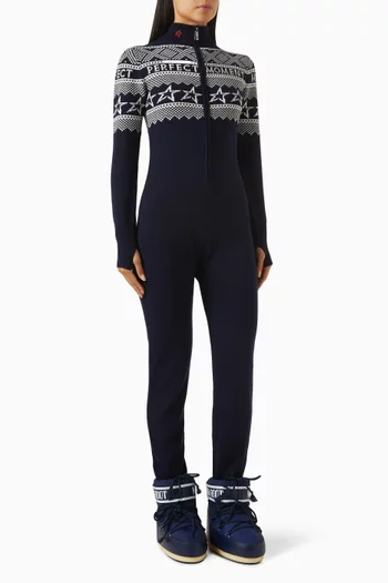 Star Intarsia-Knit Jumpsuit in Merino Wool
