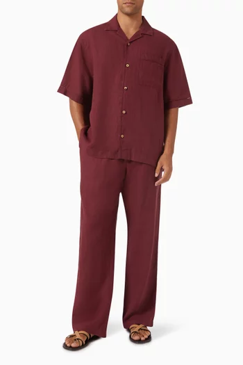 قميص بيير بأكمام قصيرة كتان