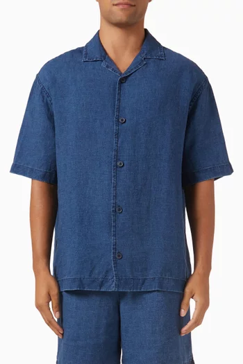 قميص يوجين بأكمام قصيرة دينم كتان