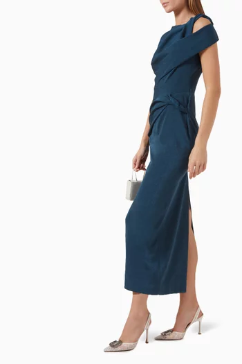 Keva Draped Pencil Midi Dress in Knit