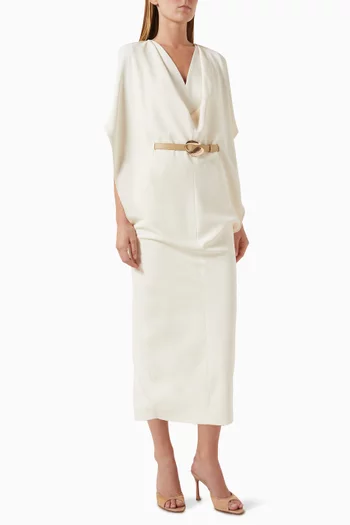 Mist Layer Belted Midi Dress