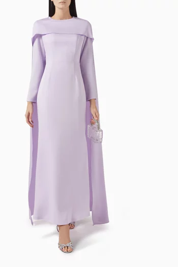 Cape Maxi Dress in Crepe-satin