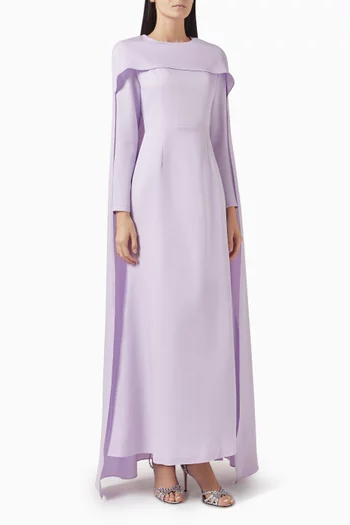 Cape Maxi Dress in Crepe-satin