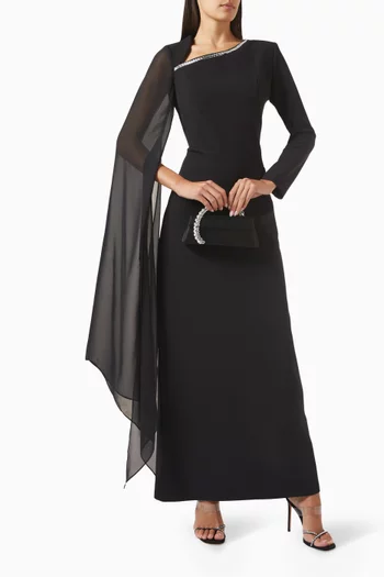 Asymmetrical-trim Maxi Dress