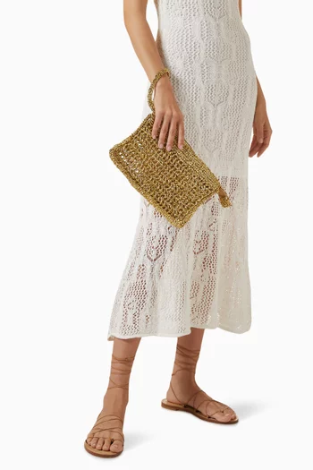 Small Clutch in Metallic Raffia
