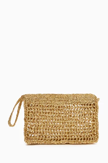 Small Clutch in Metallic Raffia