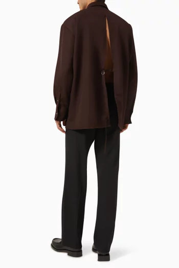 Oversized Back-slit Shirt in Wool Canvas